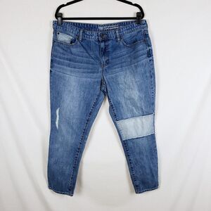 Gap Sexy Boyfriend Fit Jeans Womens 14 Blue Patch Knee Medium Wash Midrise